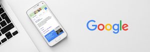 Smartphone mit Google-Suchseite